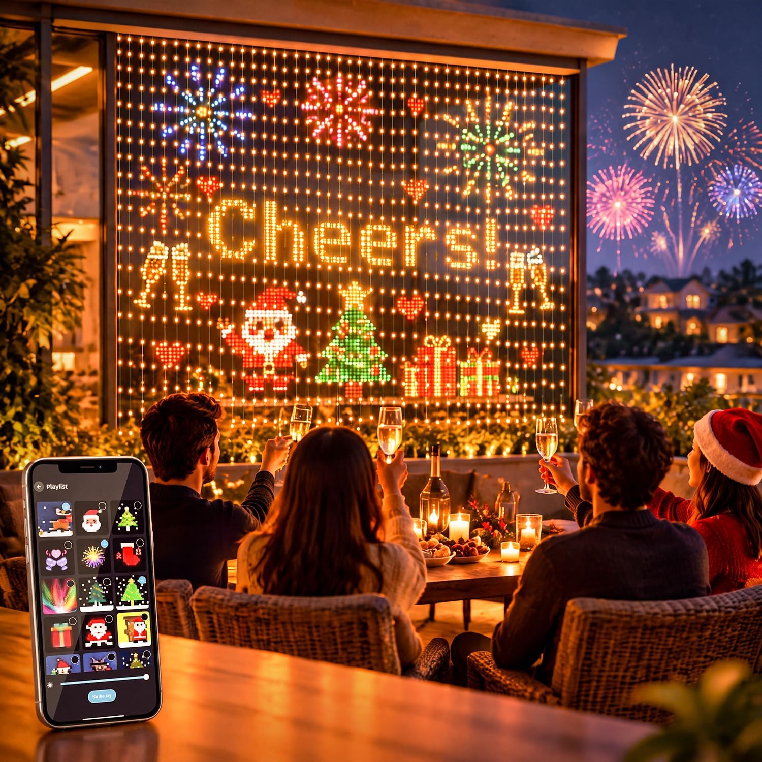 RGB Christmas Curtain Lights,  - đánh giá và giá Home Decor Free App