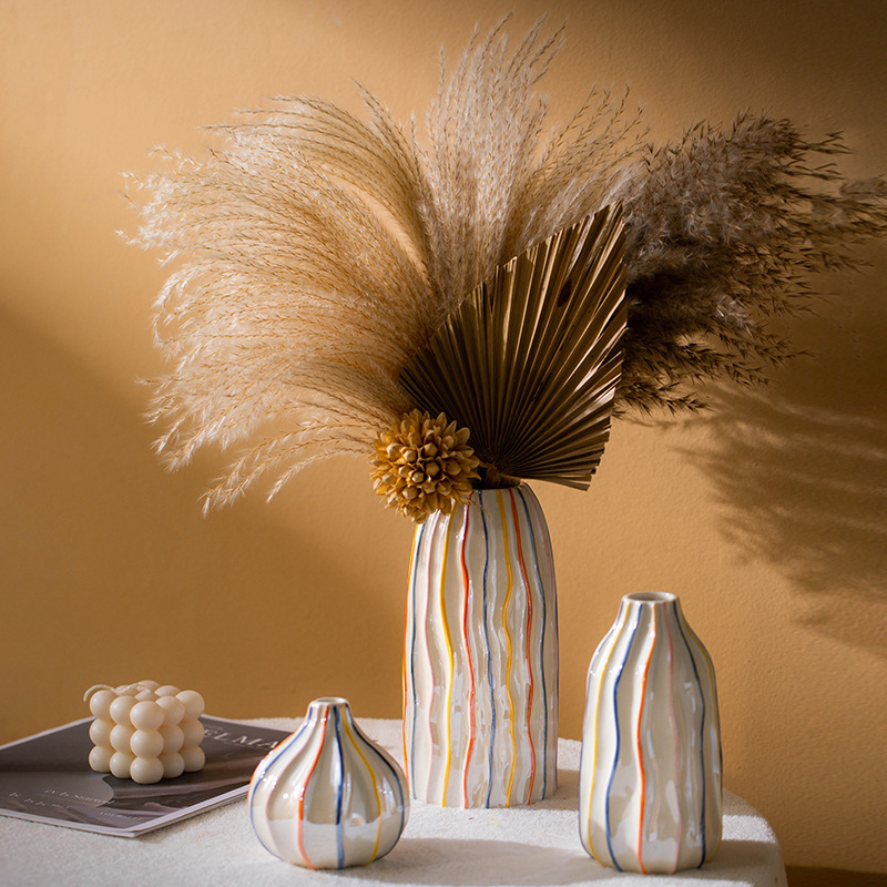 CAPIRON Colorful Stripe Cerami - đánh giá và giá Pampas Grass Decor
