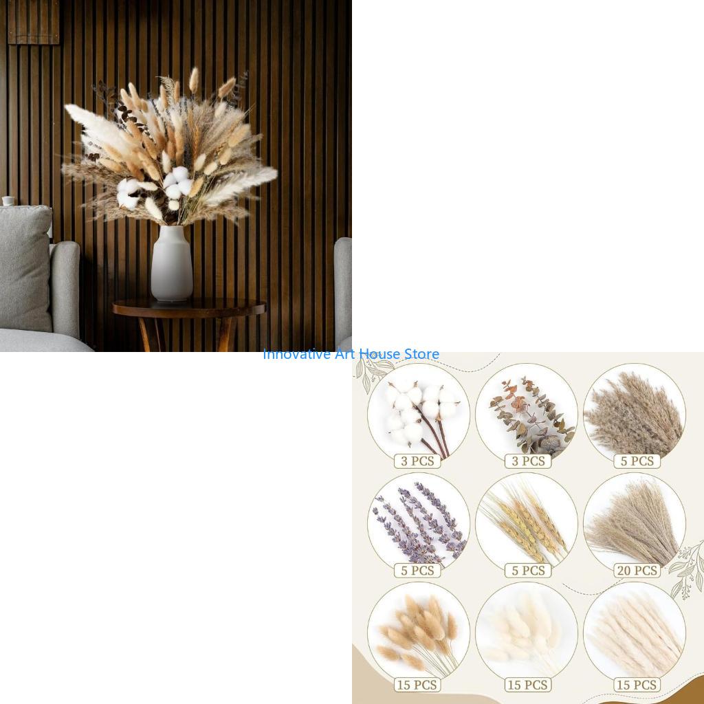 E1PC Tập hợp bằng tay 86 chiếc - đánh giá và giá Pampas Grass Decor